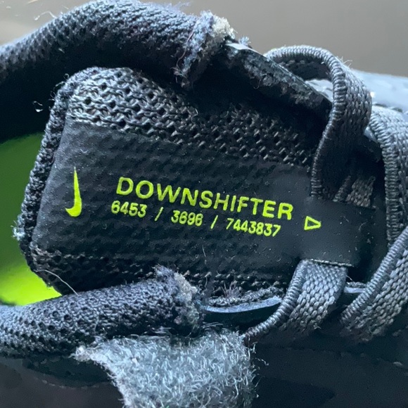 Nike Downshifter sneakers black and neon green. Size 4c - Picture 11 of 12
